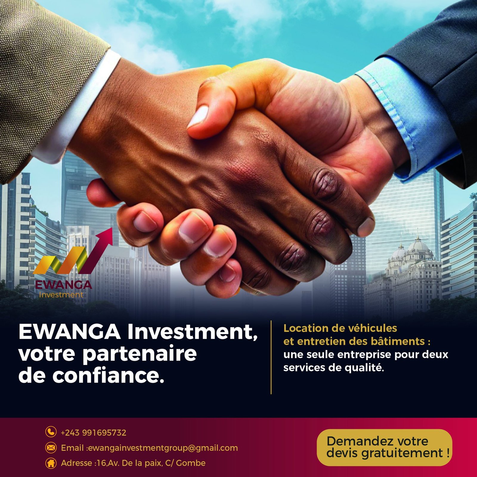 EWANGA investment, partenaire de confiance pour la location de vehicules et l’entretien de batiments