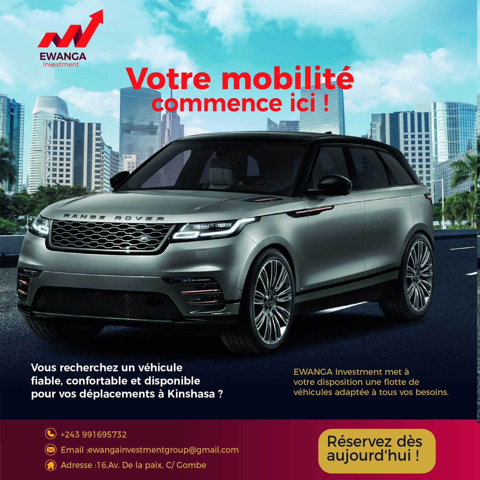 Vehicule disponible pour la location avec EWANGA investment